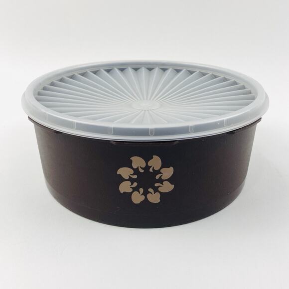 Tupperware Brown 8" Servalier Canister #1204-24 Lid 1205-7 Storage Vintage Clear - Picture 3 of 11